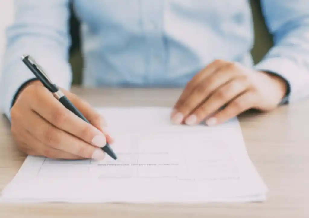 person filling out a form
